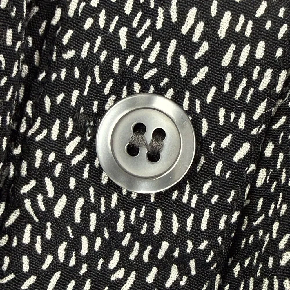 Talbots Tiered Prairie Skirt Women Large Black White Button Front Bohemian Midi